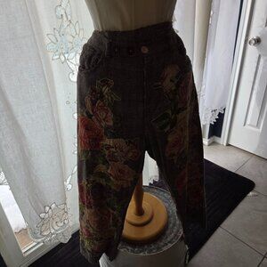 Magnolia Pearl Plaid Flannel Appliqué Flower Miner Pants Women's One Size